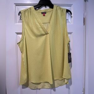 Sleeveless Vince Camuto v-neck top in bright yellow-green